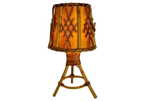 French Rattan Table Lamp, Circa 1950