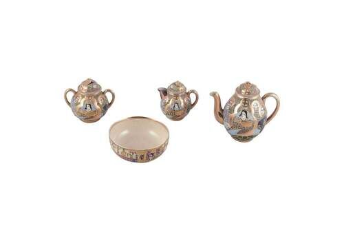 Satsuma, Japan. Egoist Tea Set Consisting Of A Teapot, Sugar Bowl, Creamer, Cup.