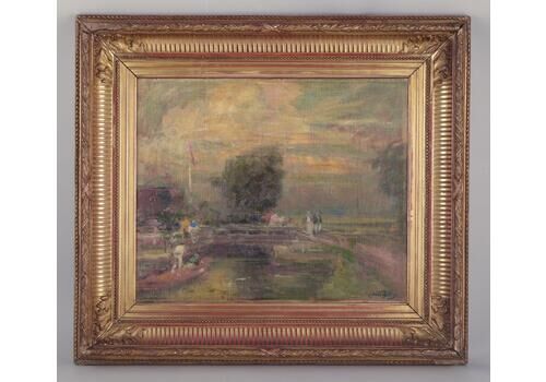 Eugène Louis Gillot, Listed French Artist. Oil On Canvas. Scene Of Rural Life.