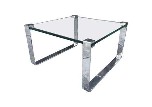 Ronald Schmitt Chrome And Thick Glass Side Table Germany, Circa 1970s