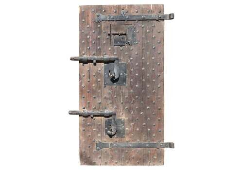 Wooden Prison Door With Original Studs And Locks, Italy