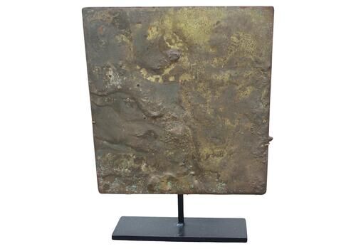 Harry Bertoria 1960 Square Sculpture In Gilt Bronze And Black Base