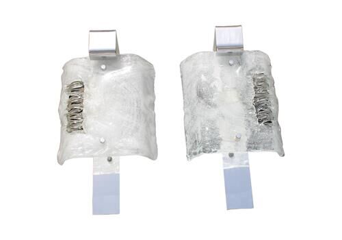 Pair Of Angelo Brotto Wall Lamps For Esperia 1970 Pulegoso Glass