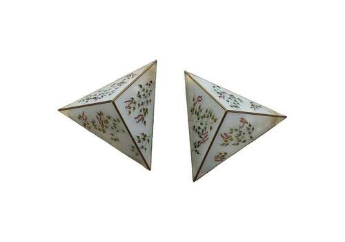 Pair Of Wall Lamps Triangle Design Italian Glass Painted Naturalist