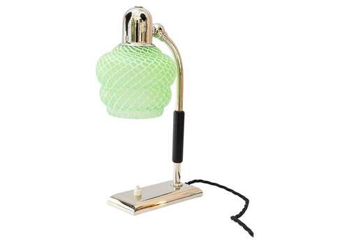 Art Deco Nickel   Plated Table Lamp With Orig. Antique Glass Shade Vienna 1920s