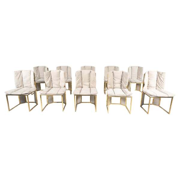 Mid Century Modern Set Of 10 Chairs By Romeo Rega, Italy, 1970s New ...
