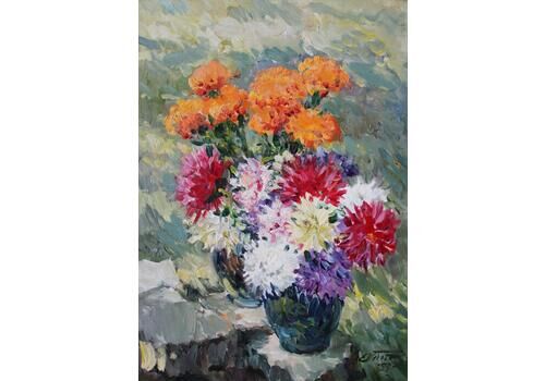 Edgars Vintersautumn Flowers. Cardboard, Oil, 70x50 Cm1999