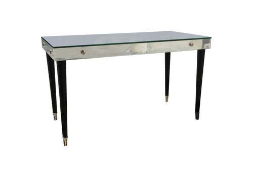 Luigi Brusotti Coffee Table Mirrored Glass Metal Crome Wood 1940 Italy
