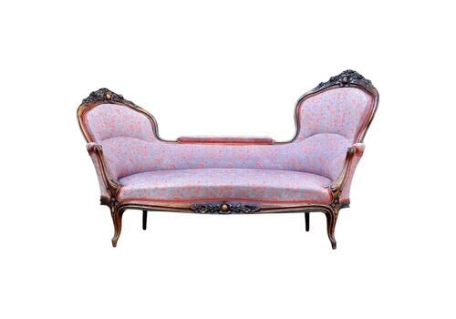French Carved Walnut Sofa With Floral Upholstery, Circa 1880