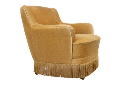 Danish Mid Century Velvet Lounge Chair, 1960s.