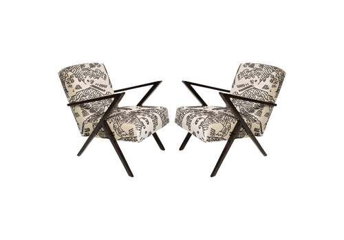 Two Mid Century Zet Armchairs, Tiger Mountain Jacquard By Dedar, 1970s, Europe