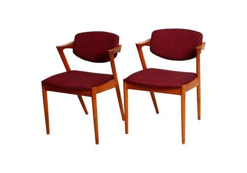 A Pair Of Teak Dining Chairs By Kai Kristiansen Model 42