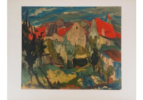 Chaïm Soutinefrench Riviera : View Of Cagnes   Lithograph, Mourlot1972
