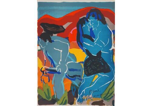 Pierre Ambrogianilovers In Blue   Original Lithograph, Stamp Signature