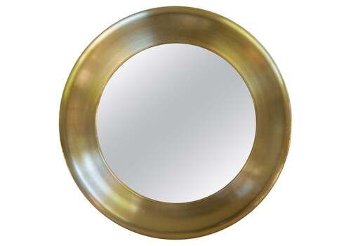 Midcentury Modern Rounded Brass Mirror By Glasmäster In Markaryd, Sweden, 1960s