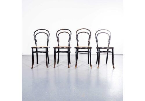 1940’s French Ebonised Cane Hoop Back Dining Chairs – Set Of Four