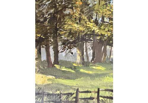 Vintage Oil On Board By Valerie Mckenzie Wooded Landscape