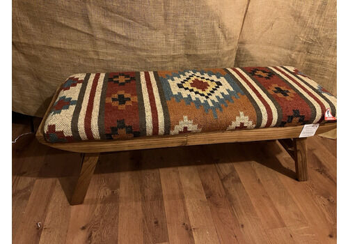 Kilim Flat Weave Wooden Upholstered Folding Bench  Hallway Cloakroom