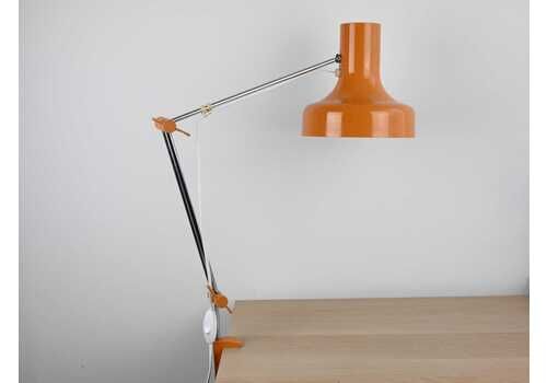 Vintage Napako Industrial Desk Lamp By Josef Hurka, Orange Table Lamp, Josef Hurka Lamp, Industrial Lamp, Architect Lamp, Mid Century Lamp
