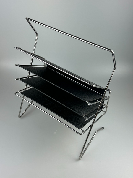 60s 70s Newspaper Holder Magazine Rack Metal Plastic Space Age | Vinterior