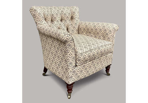 Good C19th Howard And Sons Upholstered Woodstock Armchair
