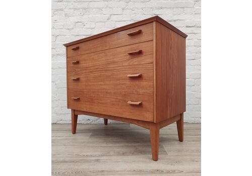 Mid Century Satinwood & Teak 4 Drawer Chest Of Drawers By Alfred Cox