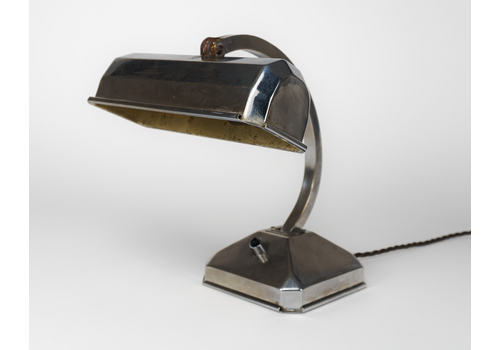 Original 1930s French Art Deco Chromed Articulated Bankers’ Lamp – Rewired