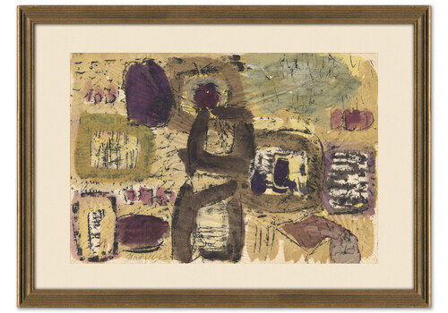Beautiful Muted 1960s German Abstract Painting On Paper