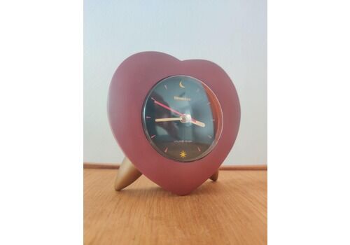 Vintage Rare 1980s Heart Shaped Post Modern Table Clock By Timestone Longford Design, Working.