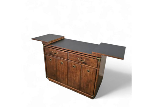 Vintage Drexel Accolade Campaign Server Dry Bar On Casters / Flip Top 1980s