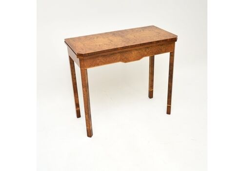 Art Deco Burr Walnut Card / Console Table