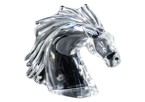 Daum France Crystal Sculpture. Horsehead. France, 1990s