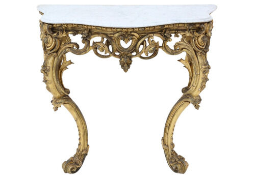 Antique 19th Century Large Gilt And Marble Hall Console Table – Fine Quality