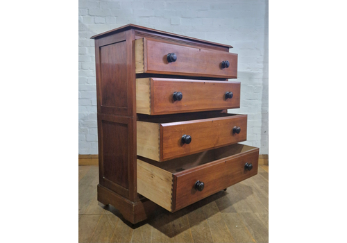 Antique Victorian Satin Walnut Straight Front Chest Of Drawers