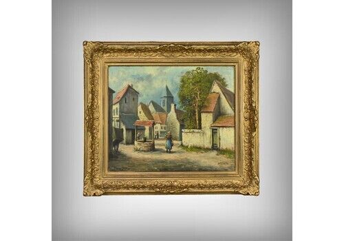 Painting “The Village” By Delacour – Late 19th Century