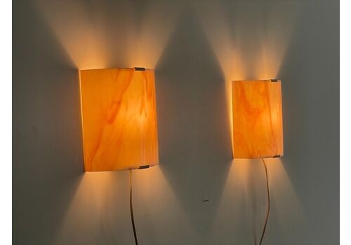 Space Age Pink Glass Pair Of Wall Sconces, 1970s, Germany