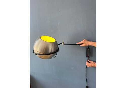 Vintage Mid Century Silver Globe Swing Arm Wall Lamp