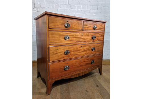 Antique Large Victorian Mahogany Straight Front Chest Of 5 Drawers