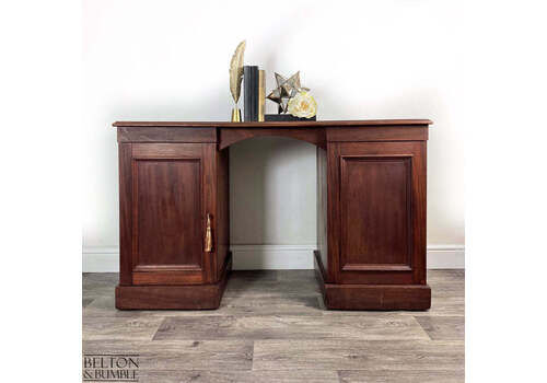 Vintage Mahogany Kneehole Desk With Hidden Drawers