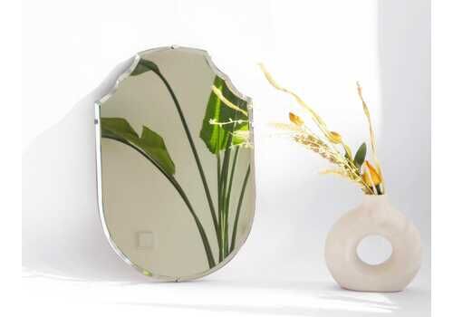 Dutch Vintage Frameless Wall Mirror, Arched Beveled Mirror, Art Deco Shield Mirror, Wall Hanging