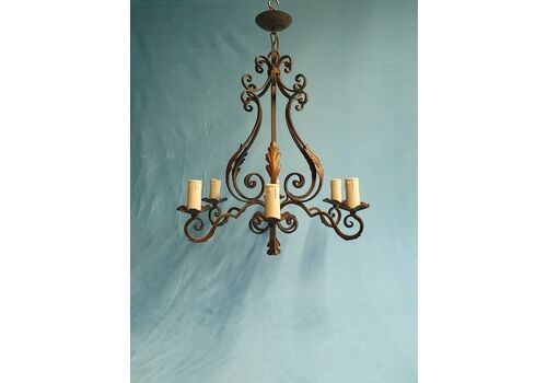 Early 20th Century Green Steel Chandelier