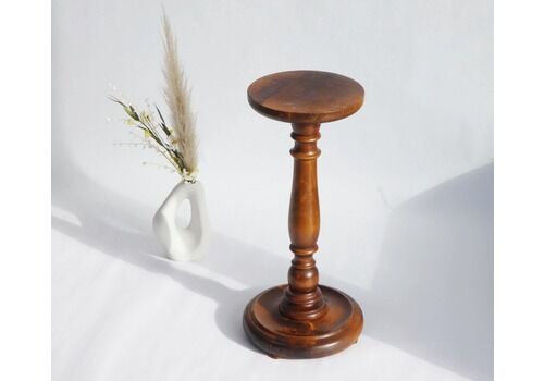 Vintage French Wooden Pedestal, Small Carved Solid Wood Plant Stand, Farmhouse Decor Side Table