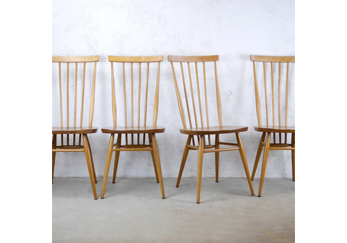 Set 4 Mid Century Vintage Blonde Ercol 608 Dining Chairs Elm Beech #102896