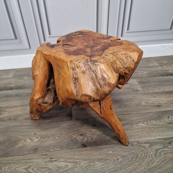 Organic Rustic Natural Tree Root Side Table Live Edge Solid Wood Trunk ...