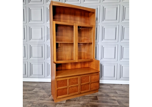 Retro Vintage Mid Century Teak Nathan Squares Display Dresser Wall Cabinet Unit