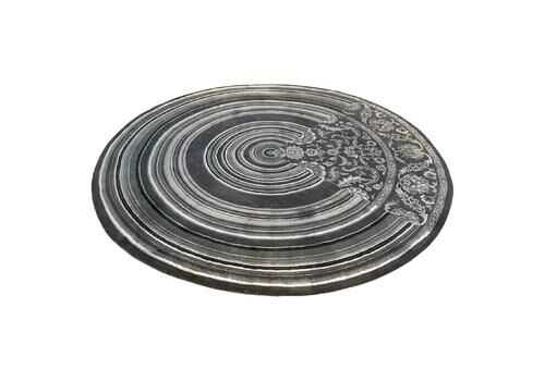 Circular Hand Knotted Grey And White Wool Oriental Rug By Richard Hutten, 2010