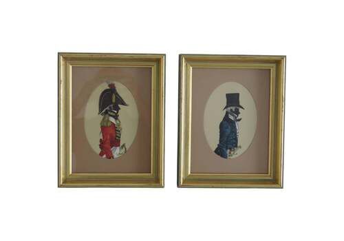 Two Framed Silhouette Pictures Of Military Gentlemen, 20thc