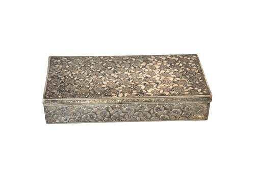 French Silver Tone Metal Jewelry Box – Rectangular With Sparkling Facets – 1970s