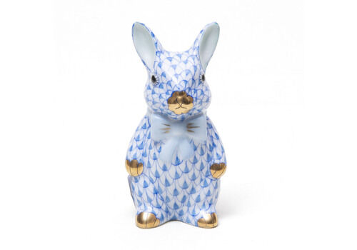 Herend Porcelain Bowtie Bunny In Blue