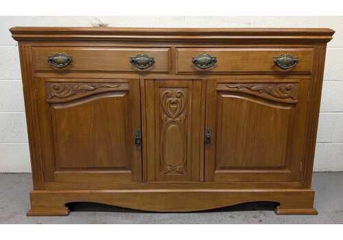 Edwardian Carved Walnut Art Nouveau Sideboard